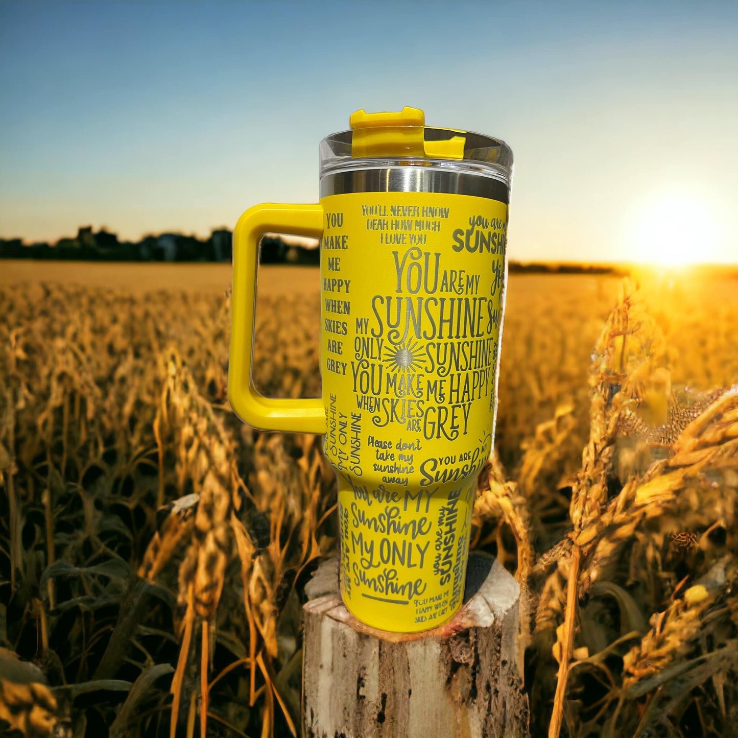 40 oz Yellow Engraved Tumbler