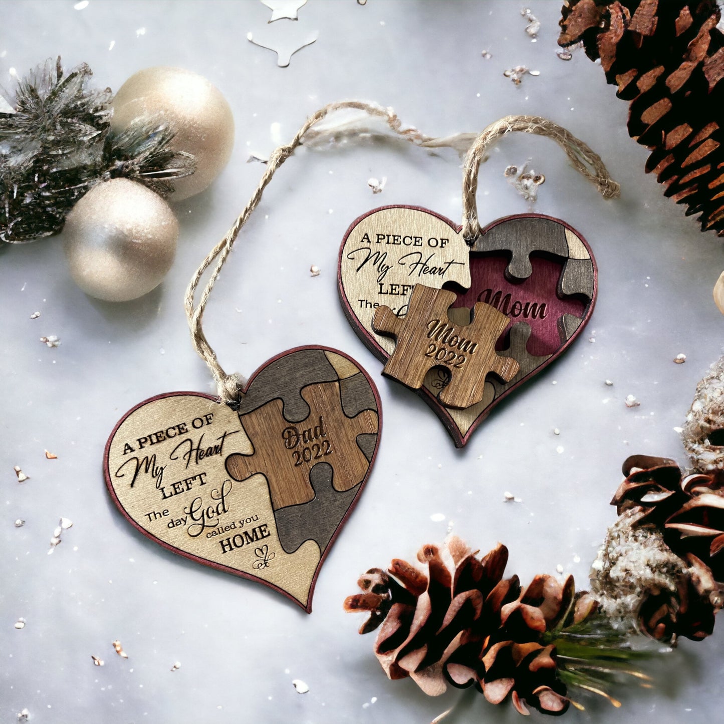 Wood Heart Memorial Ornament