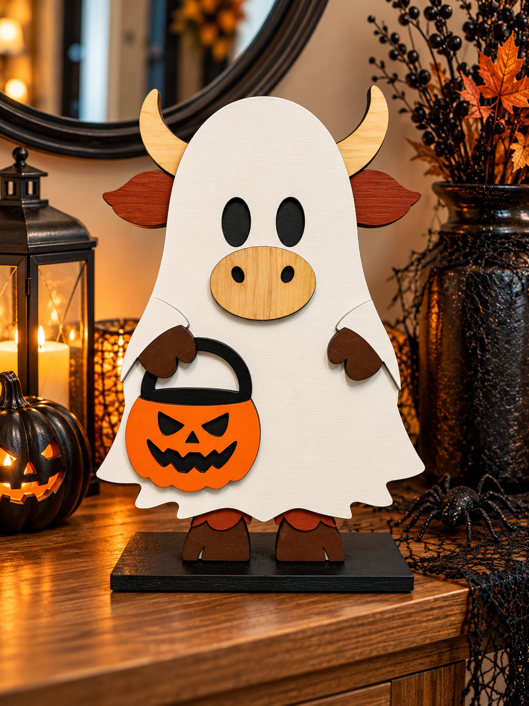 Ghost Cow Shelf Decor