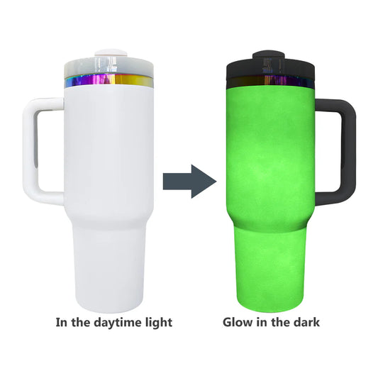 40 oz White/Rainbow/Glow in the Dark Engraved Tumbler