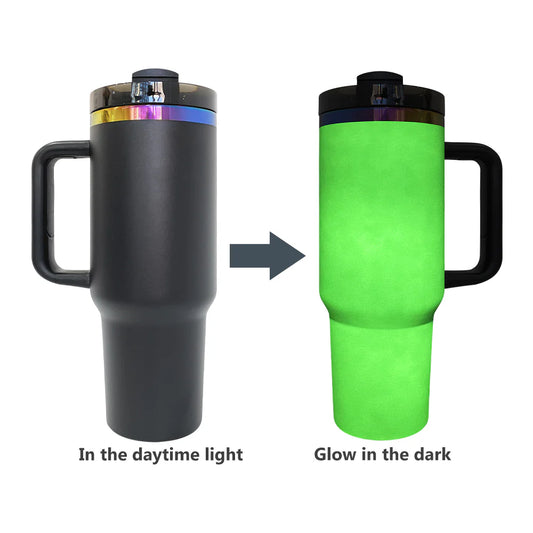 40 oz Black/Rainbow/Glow in the Dark Engraved Tumbler