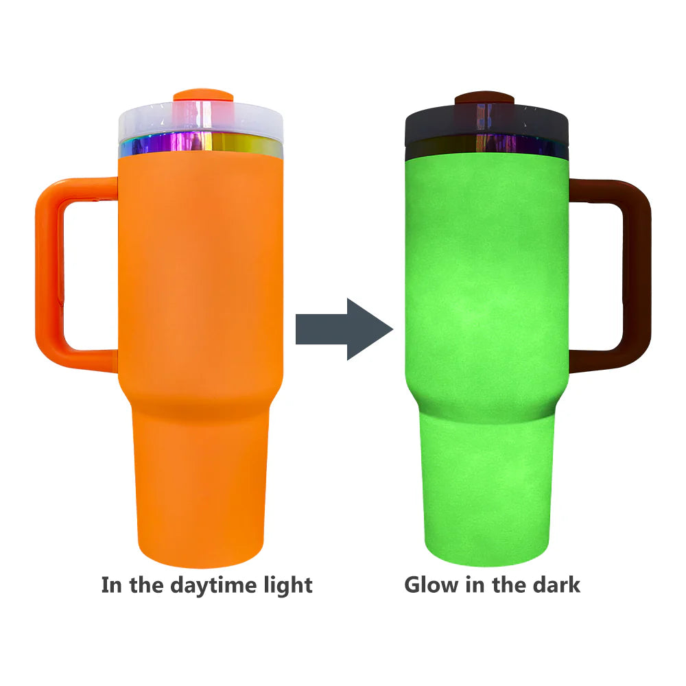 40 oz Orange/Rainbow/Glow in the Dark Engraved Tumbler