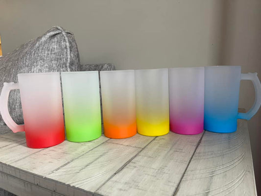 Ombre Frosted Glass Beer Mugs