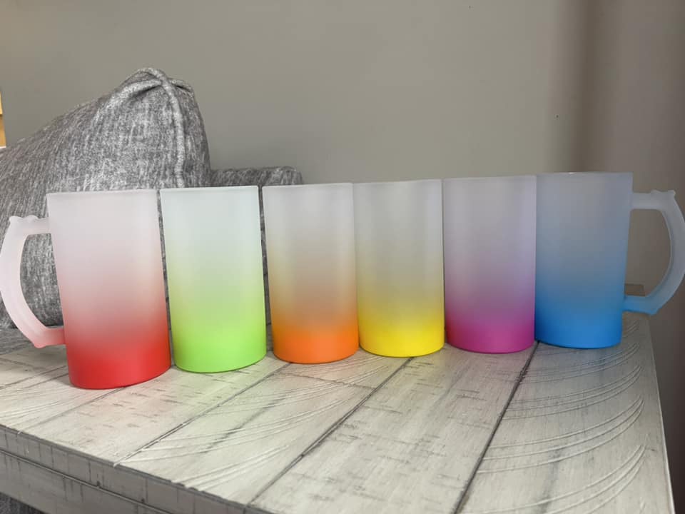 Ombre Frosted Glass Beer Mugs