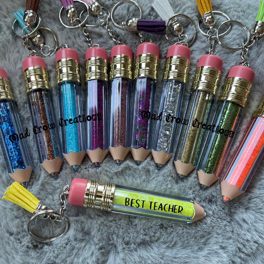 Glitter Pencil Keychains