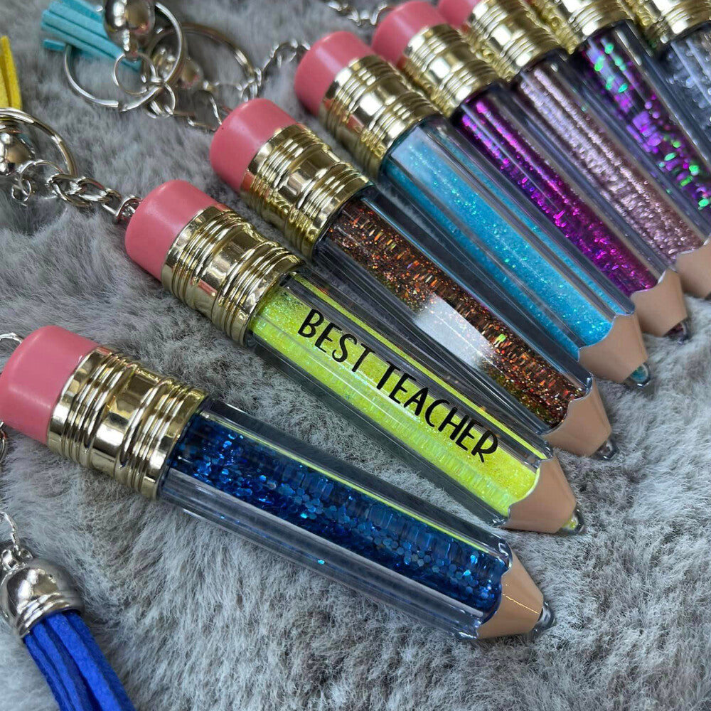 Glitter Pencil Keychains