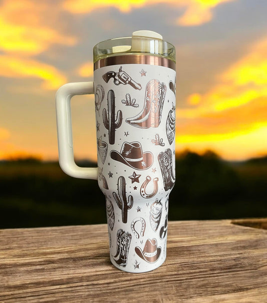 30 oz Cream and Copper Tumbler