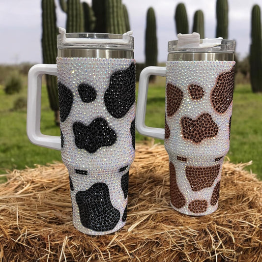 Rhinestone Cow Tumbler