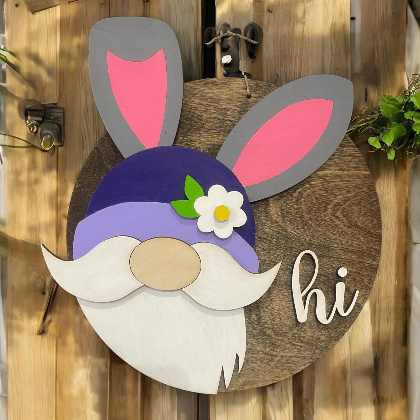 Interchangeable Gnome Hat Sign with Easter Hat