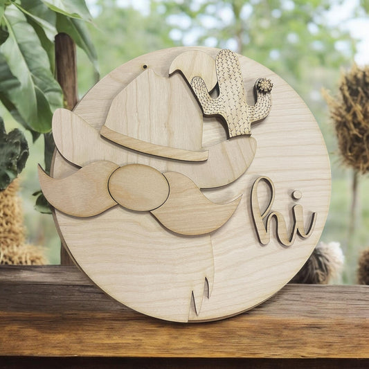 Interchangeable Gnome Hat Sign with Cowboy Hat
