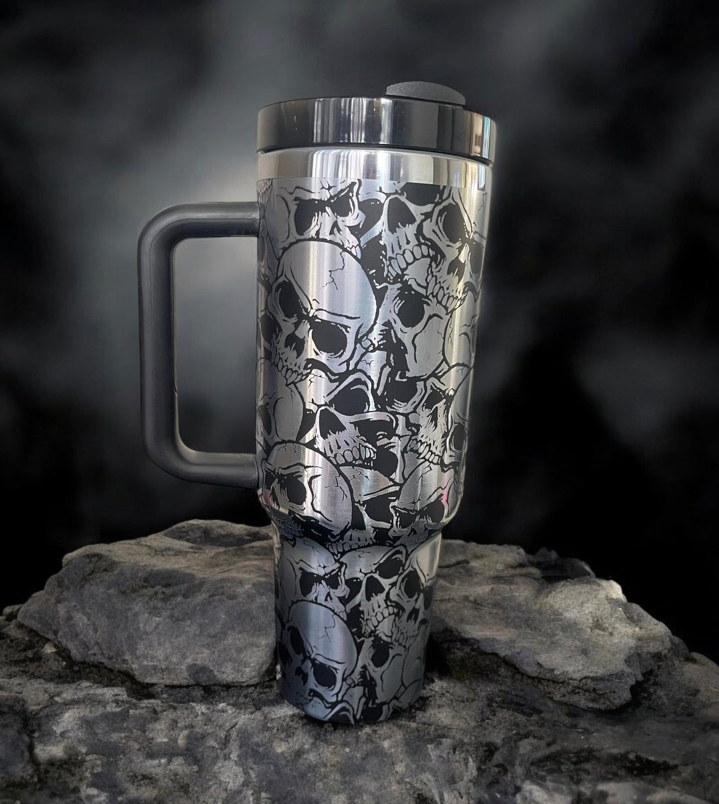 40 oz Black & Silver Engraved Tumbler