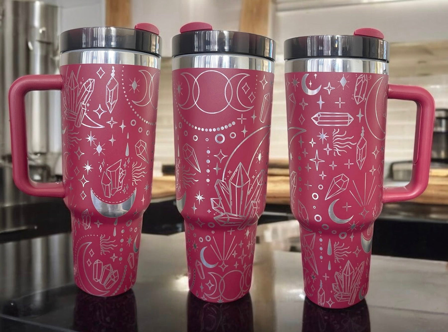 40 oz Maroon & Silver Engraved Tumbler