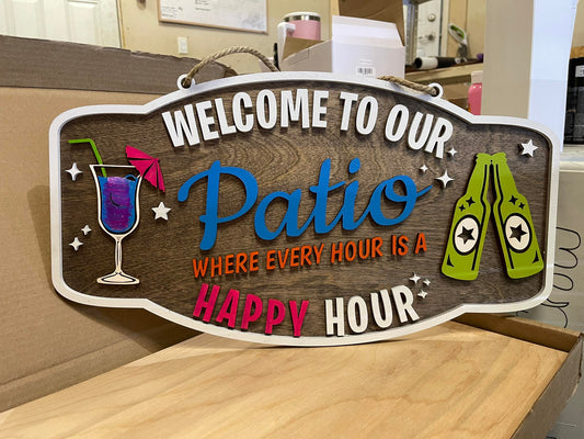 Welcome to Our Patio Sign DIY