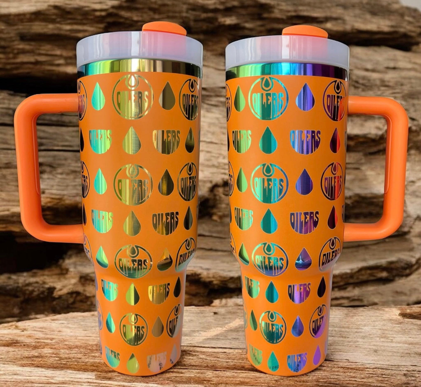 40 oz Orange/Rainbow/Glow in the Dark Engraved Tumbler