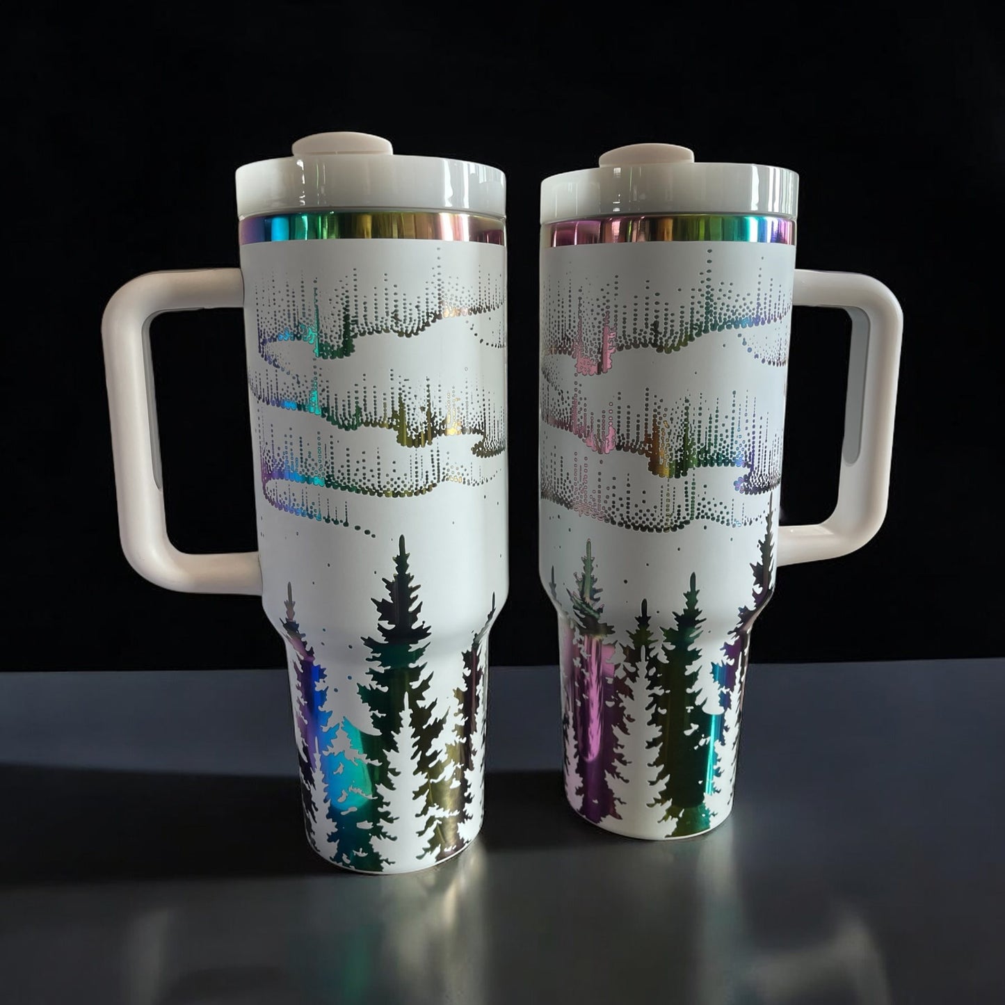 40 oz White/Rainbow/Glow in the Dark Engraved Tumbler