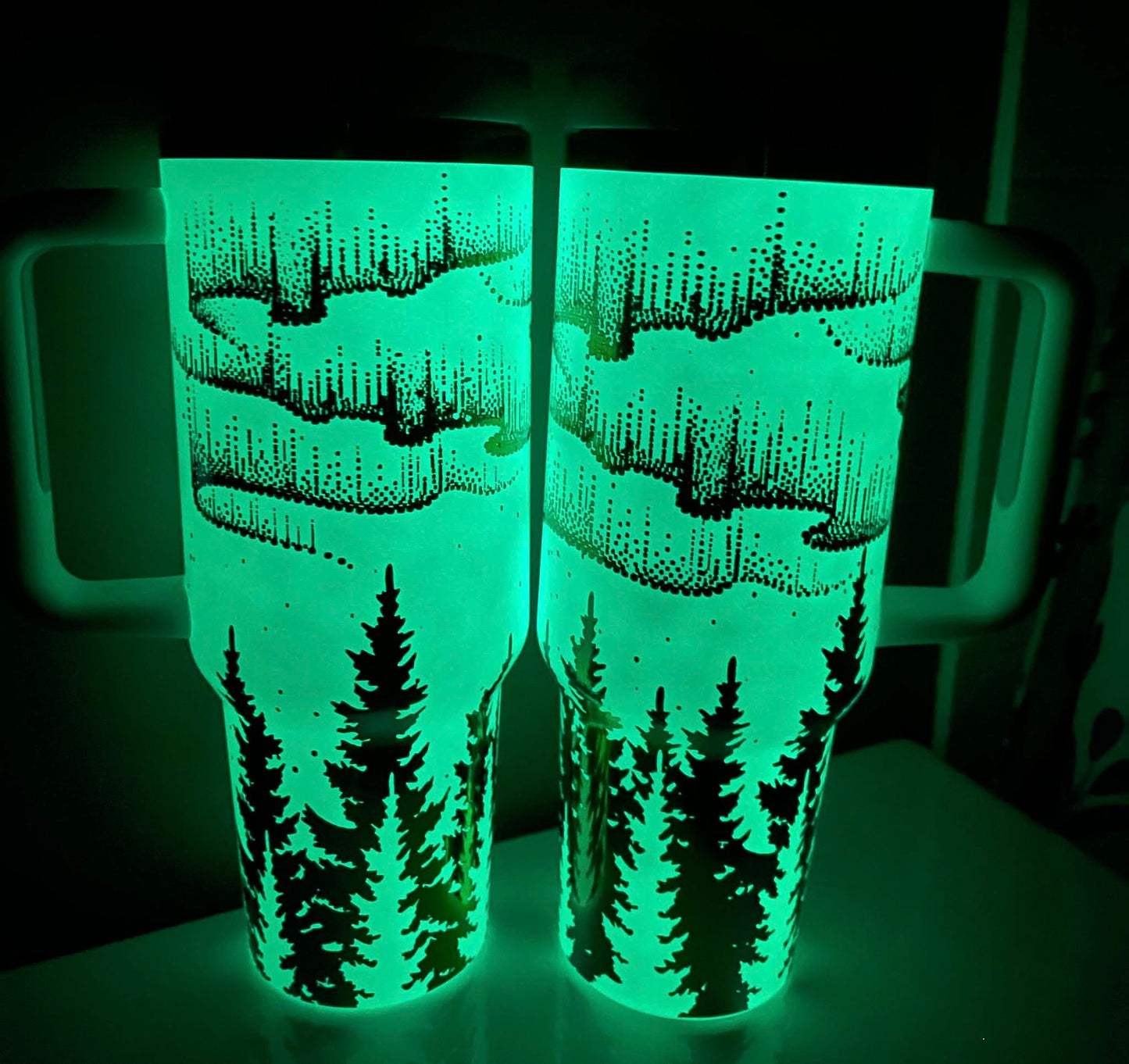 40 oz White/Rainbow/Glow in the Dark Engraved Tumbler