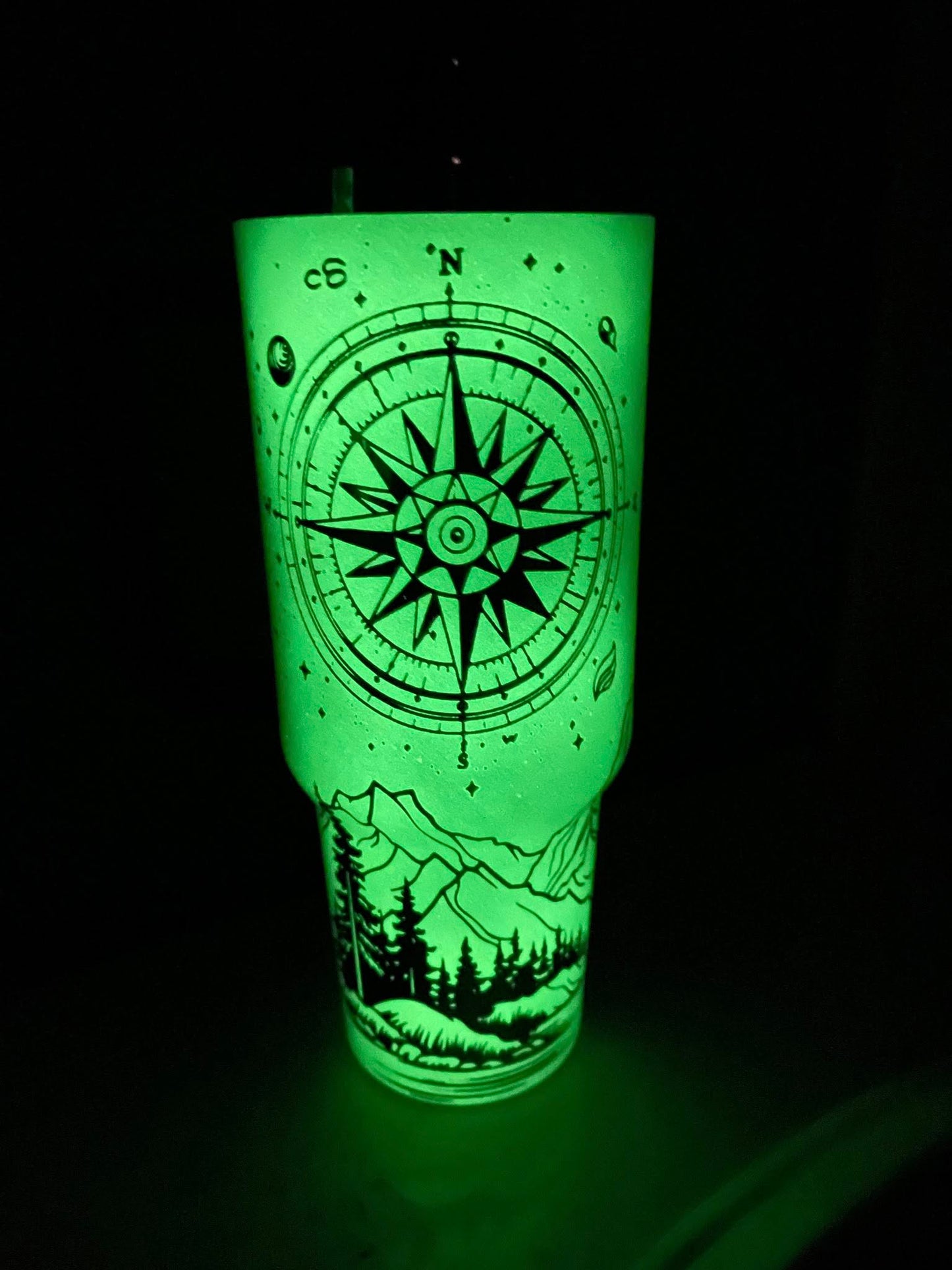 40 oz Black/Rainbow/Glow in the Dark Engraved Tumbler