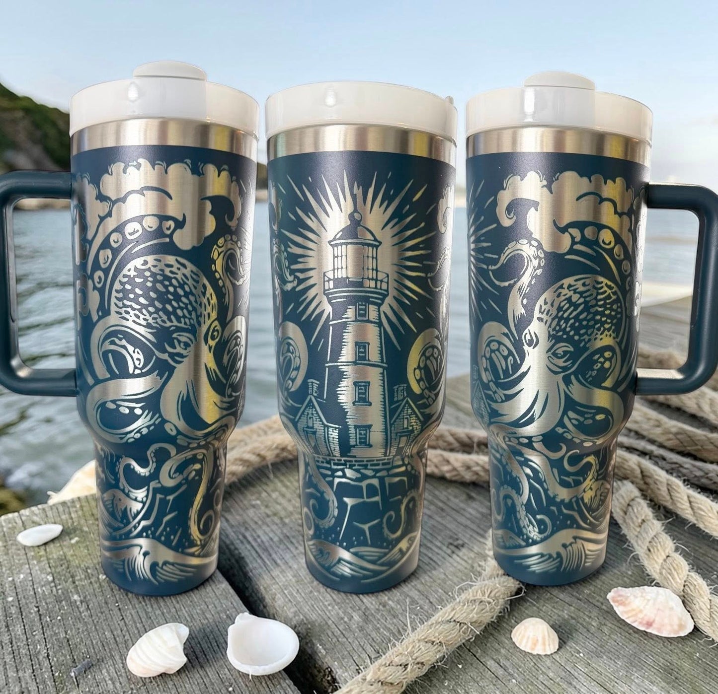 40 oz Navy Octopus