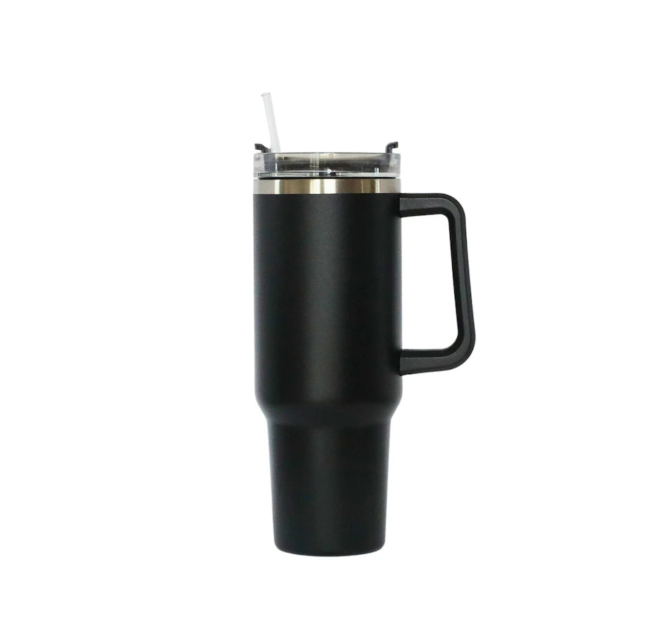 40 oz Black & Silver Engraved Tumbler