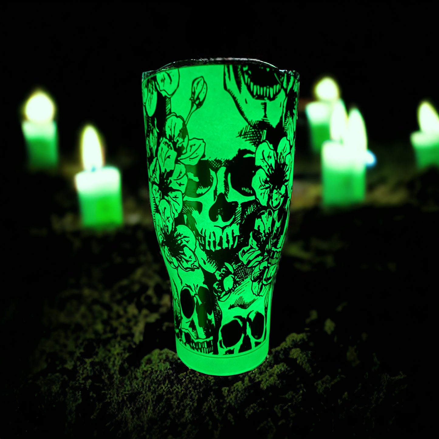 Engraved Glow in the Dark 30 oz Skull Tumbler