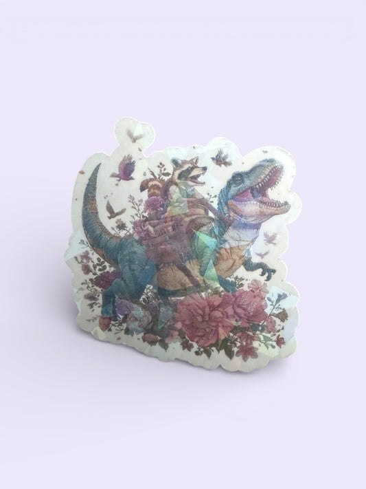 2” Holographic T Rex Sticker