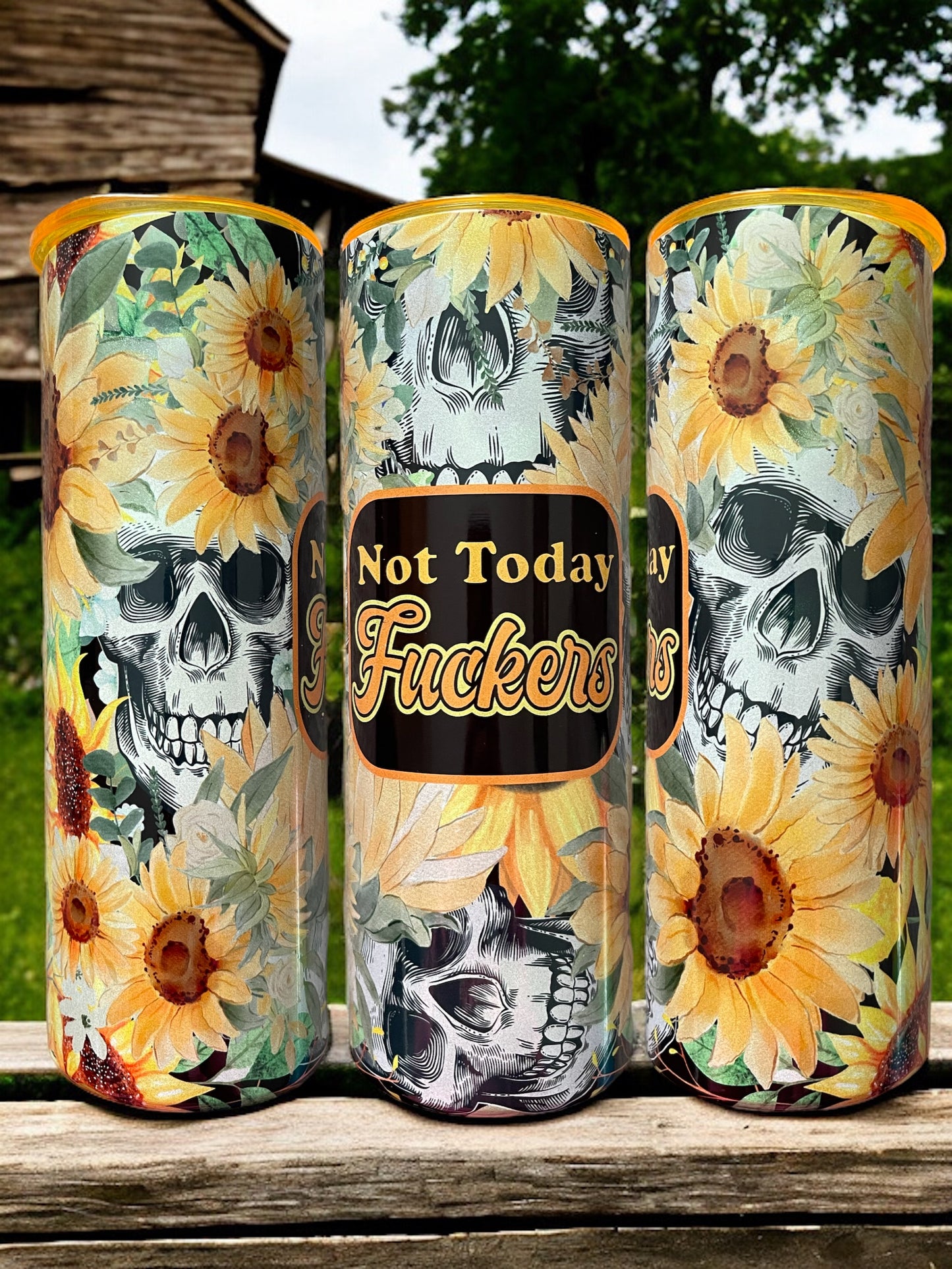 20 oz Skull Sunflower Tumbler