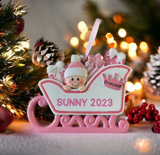 Resin First Christmas Ornament-Pink