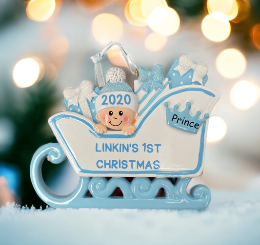 Resin First Christmas Ornament-Blue