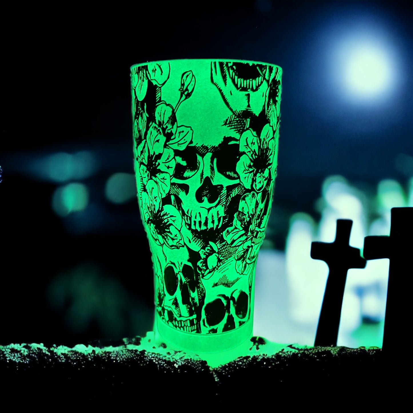 Glowing 30 oz Engraved Skull Cup