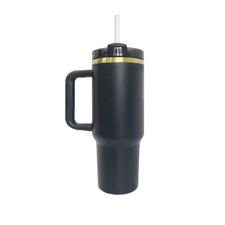 40 oz Black and Gold Engraved Tumbler