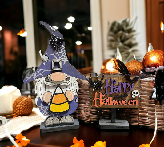 Halloween Standing Gnome with Sign
