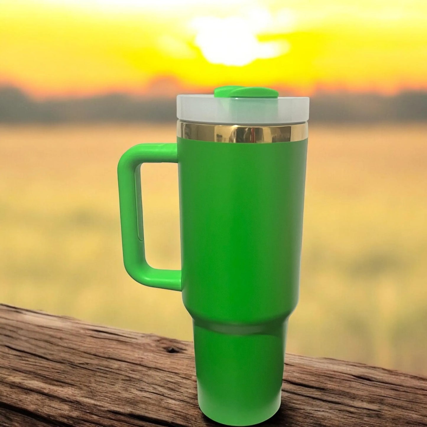 40 oz Green & Gold Engraved Tumbler